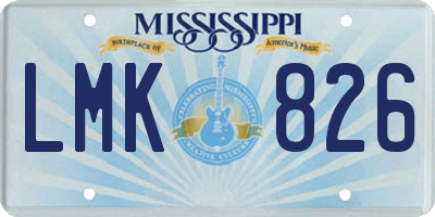 MS license plate LMK826