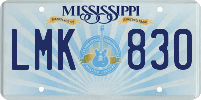 MS license plate LMK830