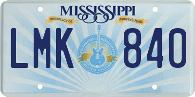 MS license plate LMK840