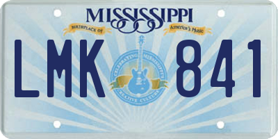 MS license plate LMK841