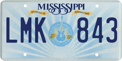 MS license plate LMK843