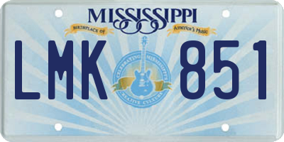 MS license plate LMK851