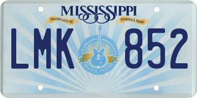 MS license plate LMK852