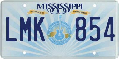 MS license plate LMK854