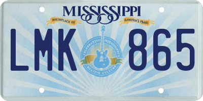 MS license plate LMK865