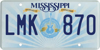 MS license plate LMK870