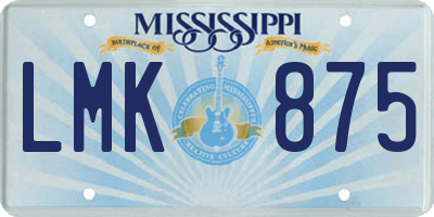MS license plate LMK875