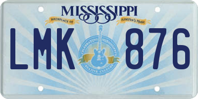 MS license plate LMK876