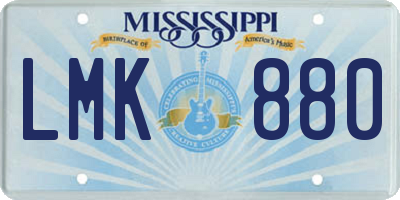 MS license plate LMK880
