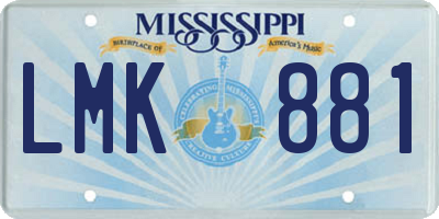 MS license plate LMK881