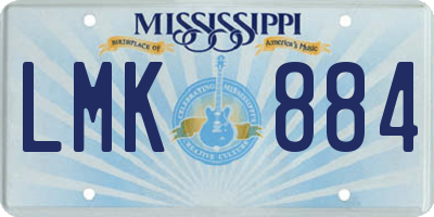 MS license plate LMK884