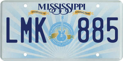 MS license plate LMK885
