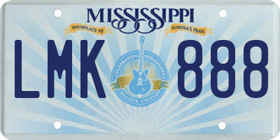 MS license plate LMK888