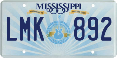 MS license plate LMK892