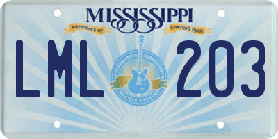 MS license plate LML203