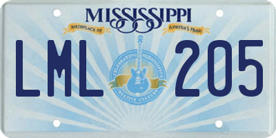 MS license plate LML205