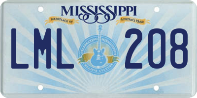MS license plate LML208