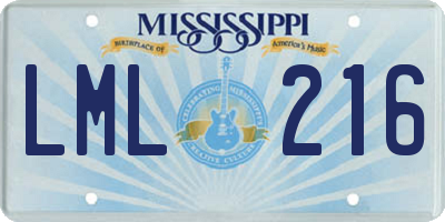 MS license plate LML216