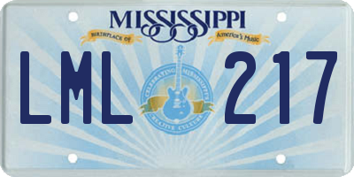 MS license plate LML217
