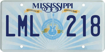 MS license plate LML218