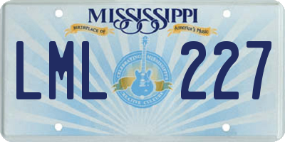 MS license plate LML227