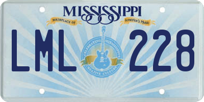 MS license plate LML228