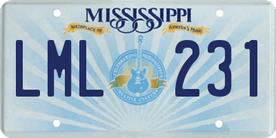 MS license plate LML231