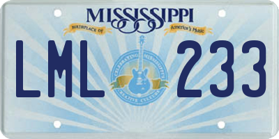 MS license plate LML233