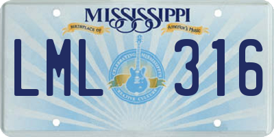 MS license plate LML316