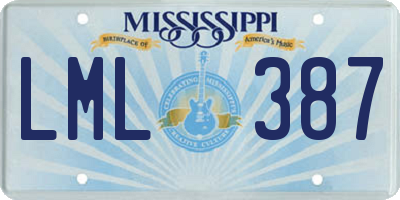 MS license plate LML387