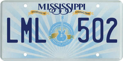 MS license plate LML502