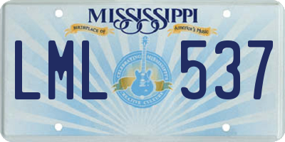 MS license plate LML537