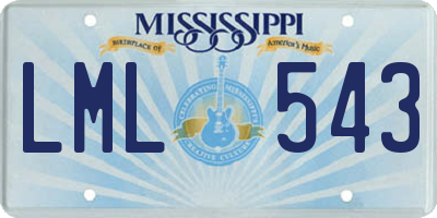 MS license plate LML543