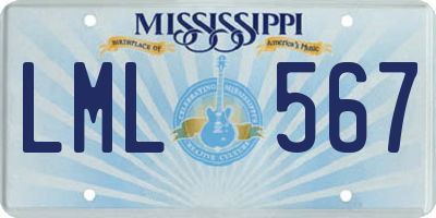 MS license plate LML567