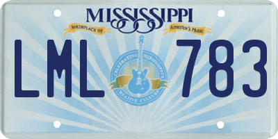 MS license plate LML783