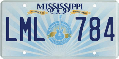 MS license plate LML784