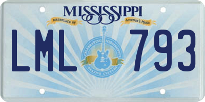 MS license plate LML793