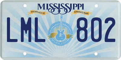 MS license plate LML802