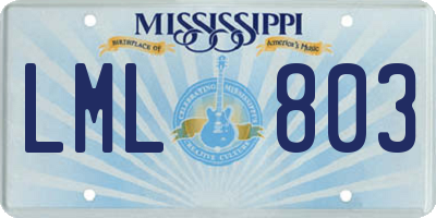 MS license plate LML803