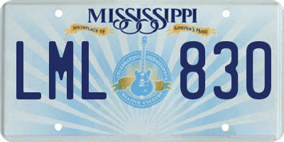 MS license plate LML830