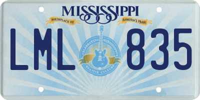 MS license plate LML835