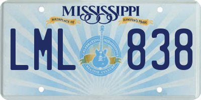 MS license plate LML838
