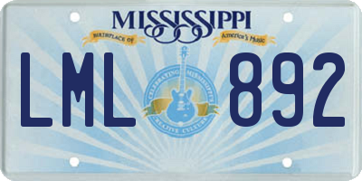 MS license plate LML892
