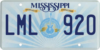 MS license plate LML920
