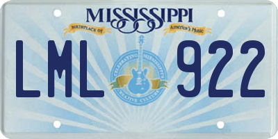 MS license plate LML922