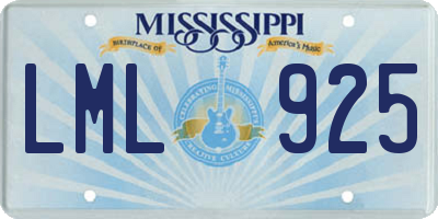 MS license plate LML925