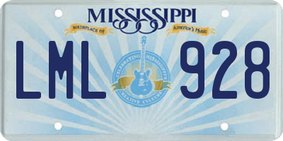 MS license plate LML928