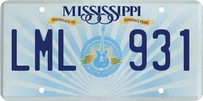 MS license plate LML931
