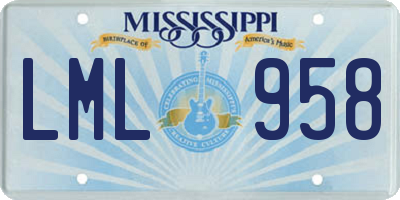 MS license plate LML958