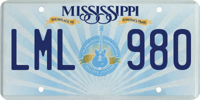MS license plate LML980